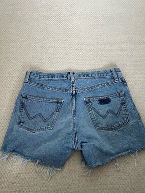 Wrangler Blue Frayed Hem Denim Jean Shorts